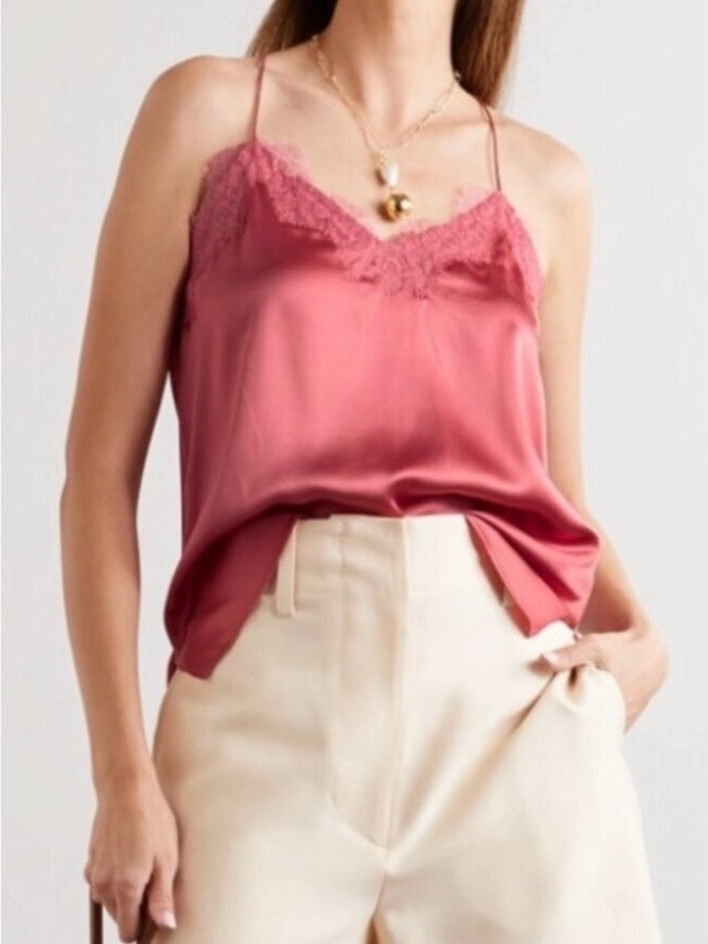 Cami NYC Satin Lace-Trim Cami in Dusty Rose